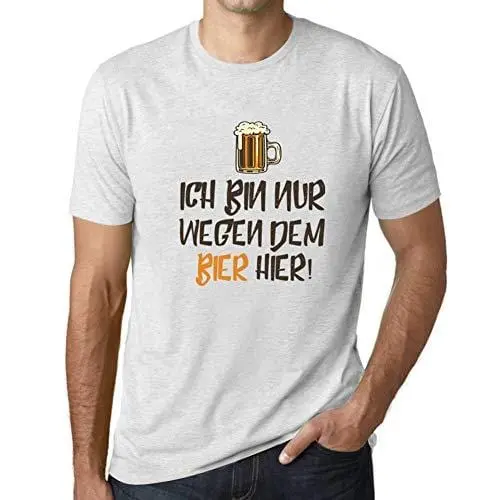 Ultrabasic - Homme T-Shirt Graphique Ich Bin Nur Wegen Dem Bier Hier Blanc Chiné 1