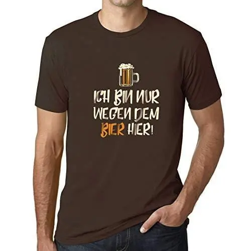 Ultrabasic - Homme T-Shirt Graphique Ich Bin Nur Wegen Dem Bier Hier Chocolat 1