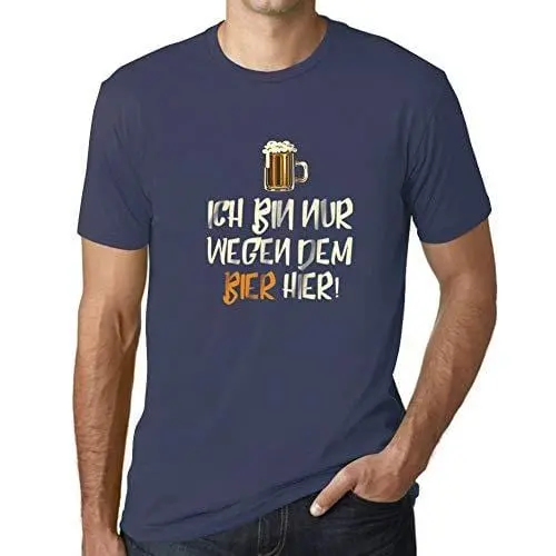 Ultrabasic - Homme T-Shirt Graphique Ich Bin Nur Wegen Dem Bier Hier Denim 1