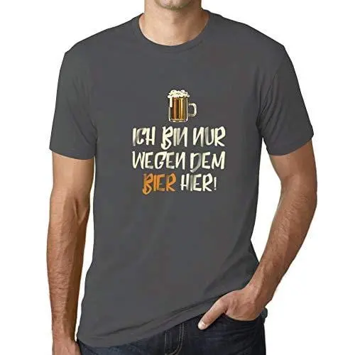 Ultrabasic - Homme T-Shirt Graphique Ich Bin Nur Wegen Dem Bier Hier Gris Souris 1
