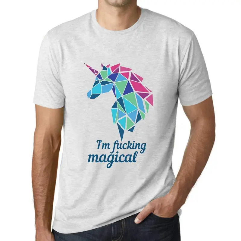 Ultrabasic Homme T-Shirt Graphique I'm F*Cking Magical Blanc Chiné 1