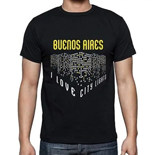 Ultrabasic - Homme T-Shirt Graphique J'aime Buenos Aires Lumières Noir Profond 1