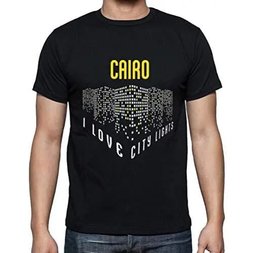 Ultrabasic - Homme T-Shirt Graphique J'aime Cairo Lumières Noir Profond 1