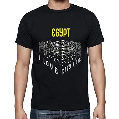 Ultrabasic - Homme T-Shirt Graphique J'aime Egypt Lumières Noir Profond 1