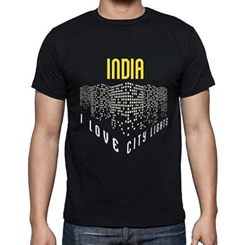 Ultrabasic - Homme T-Shirt Graphique J'aime India Lumières Noir Profond 1