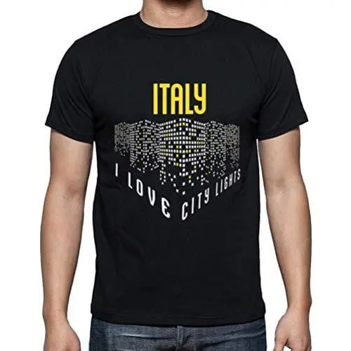 Ultrabasic - Homme T-Shirt Graphique J'aime Italy Lumières Noir Profond 1