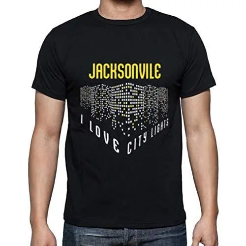 Ultrabasic - Homme T-Shirt Graphique J'aime Jacksonvile Lumières Noir Profond 1
