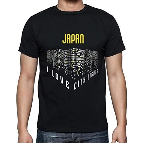 Ultrabasic - Homme T-Shirt Graphique J'aime Japan Lumières Noir Profond 1