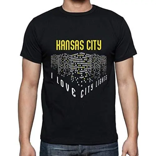 Ultrabasic - Homme T-Shirt Graphique J'aime Kansas City Lumières Noir Profond 1