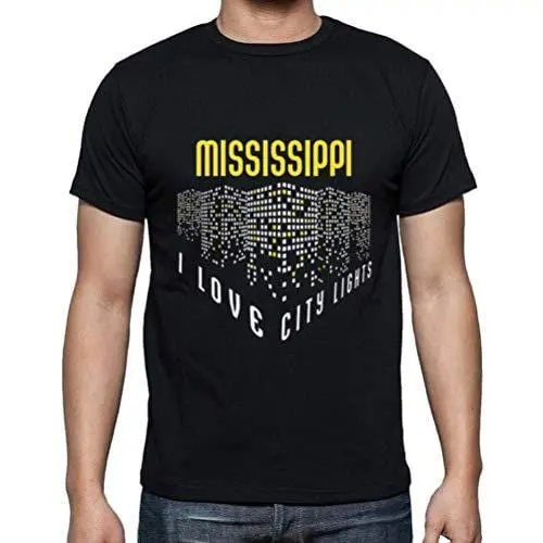 Ultrabasic - Homme T-Shirt Graphique J'aime Mississippi Lumières Noir Profond 1