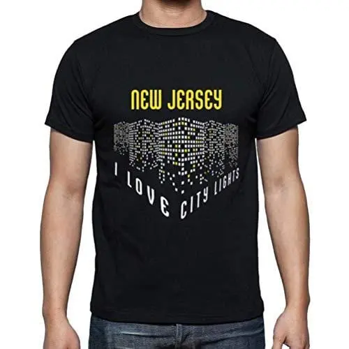 Ultrabasic - Homme T-Shirt Graphique J'aime New Jersey Lumières Noir Profond 1