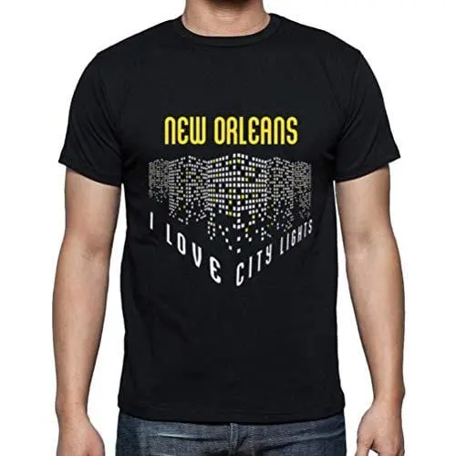 Ultrabasic - Homme T-Shirt Graphique J'aime New Orleans Lumières Noir Profond 1