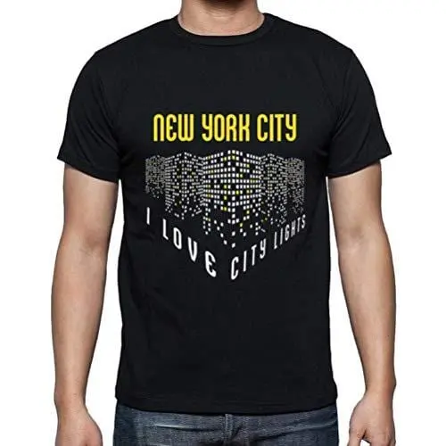 Ultrabasic - Homme T-Shirt Graphique J'aime New York City Lumières Noir Profond 1