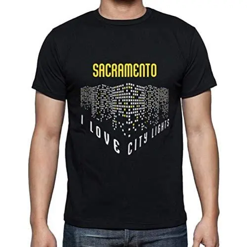 Ultrabasic - Homme T-Shirt Graphique J'aime Sacramento Lumières Noir Profond 1