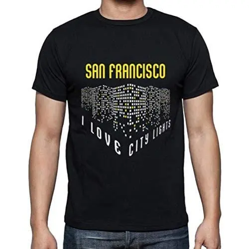 Ultrabasic - Homme T-Shirt Graphique J'aime San Francisco Lumières Noir Profond 1