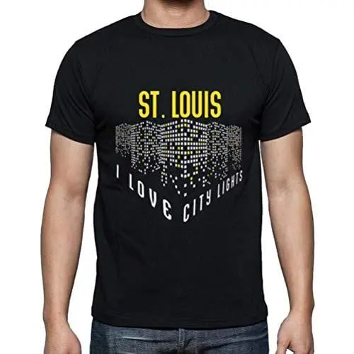 Ultrabasic - Homme T-Shirt Graphique J'aime St. Louis Lumières Noir Profond 1
