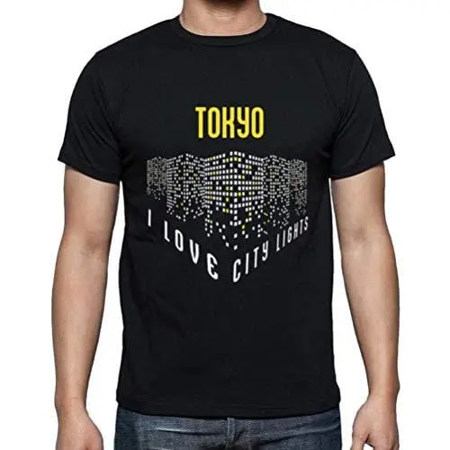 Ultrabasic - Homme T-Shirt Graphique J'aime Tokyo Lumières Noir Profond 1