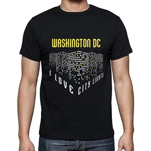 Ultrabasic - Homme T-Shirt Graphique J'aime Washington Dc Lumières Noir Profond 1