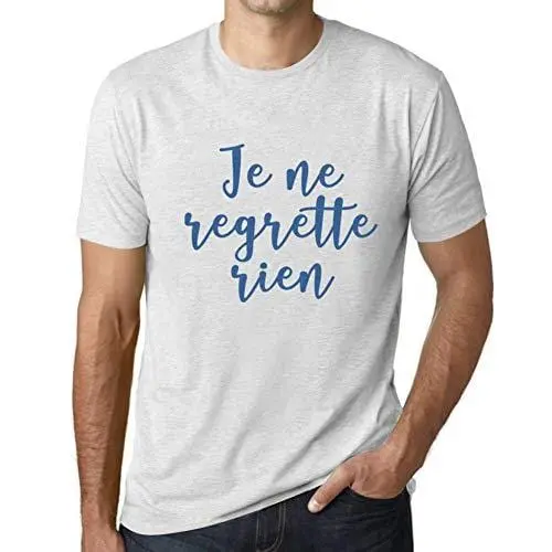 Ultrabasic - Homme T-Shirt Graphique Je Ne Regrette Rien Blanc Chiné 1