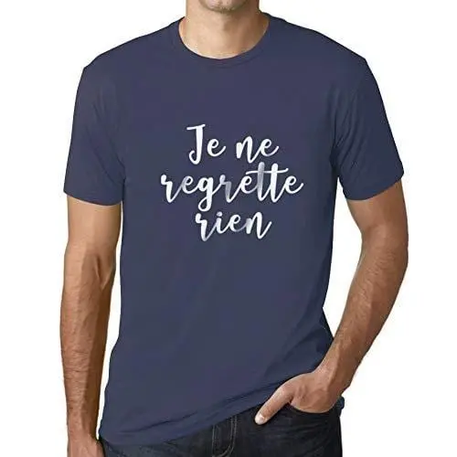 Ultrabasic - Homme T-Shirt Graphique Je Ne Regrette Rien Denim 1