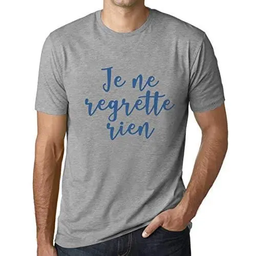 Ultrabasic - Homme T-Shirt Graphique Je Ne Regrette Rien Gris Chiné 1