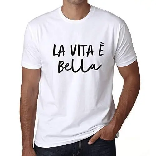 Ultrabasic - Homme T-Shirt Graphique La Vita E Bella Blanc 1