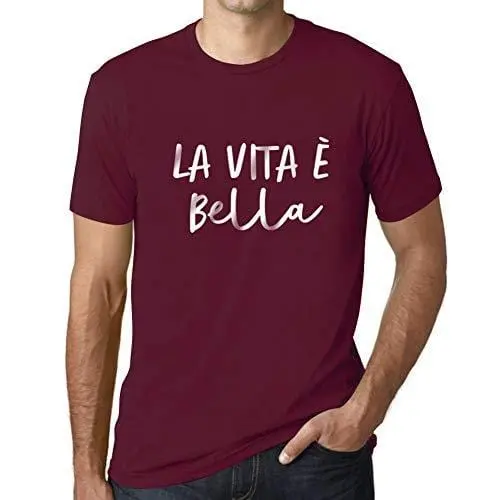 Ultrabasic - Homme T-Shirt Graphique La Vita E Bella Bordeaux 1