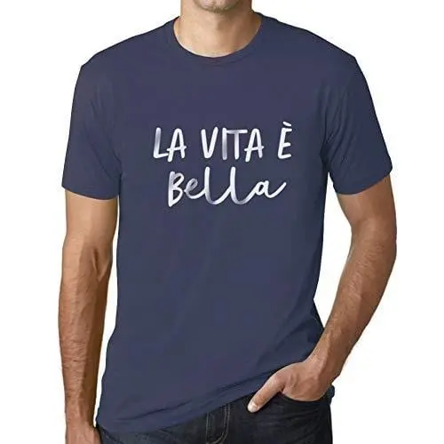 Ultrabasic - Homme T-Shirt Graphique La Vita E Bella Denim 1