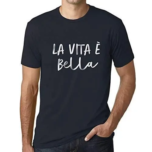 Ultrabasic - Homme T-Shirt Graphique La Vita E Bella Marine 1