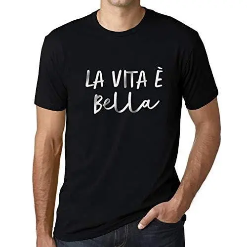 Ultrabasic - Homme T-Shirt Graphique La Vita E Bella Noir Profond 1