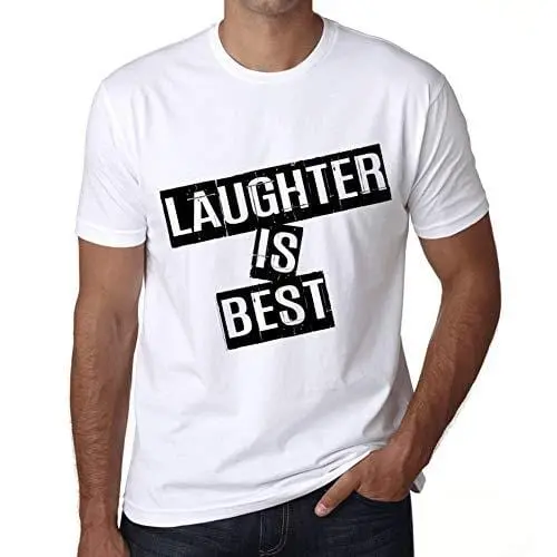 Ultrabasic - Homme T-Shirt Graphique Laughter Is Best T-Shirt Cadeau Lettre D'impression Blanc 1