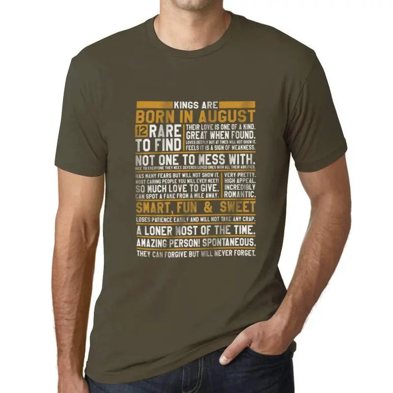 Ultrabasic - Homme T-Shirt Graphique Les Rois Sont Nés En Août Imprimé T-Shirt Army 1