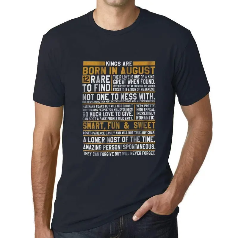 Ultrabasic - Homme T-Shirt Graphique Les Rois Sont Nés En Août Imprimé T-Shirt Marine 1