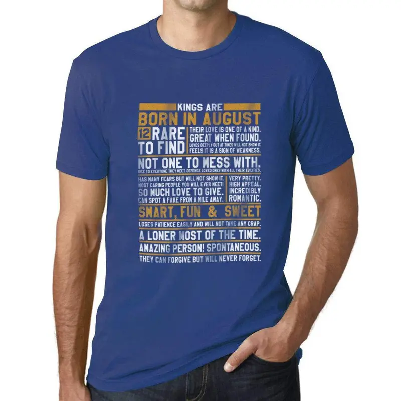 Ultrabasic - Homme T-Shirt Graphique Les Rois Sont Nés En Août Imprimé T-Shirt Royal 1