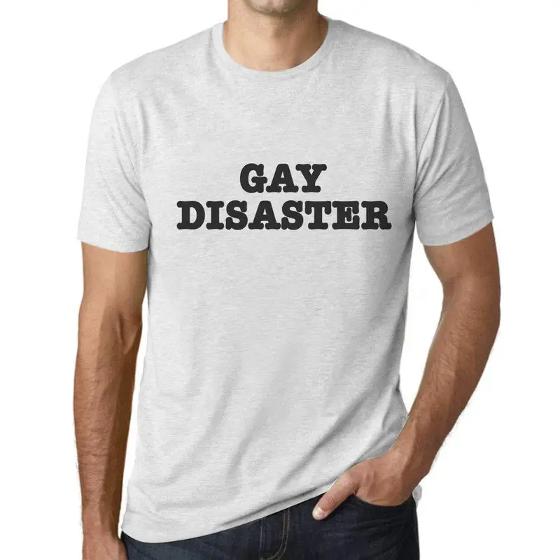 Ultrabasic Homme T-Shirt Graphique Lgbt Gay Disaster Blanc Chiné 1