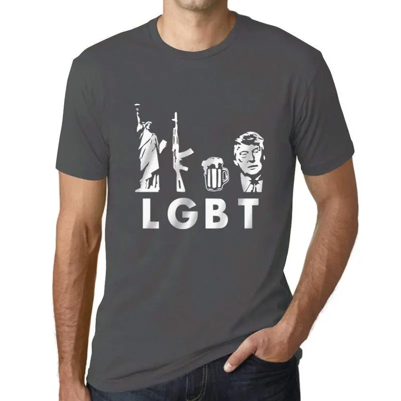 Ultrabasic Homme T-Shirt Graphique Lgbt Liberty Guns Beer Gris Souris 1
