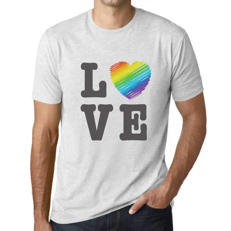 Ultrabasic Homme T-Shirt Graphique Lgbt Love Blanc Chiné 1