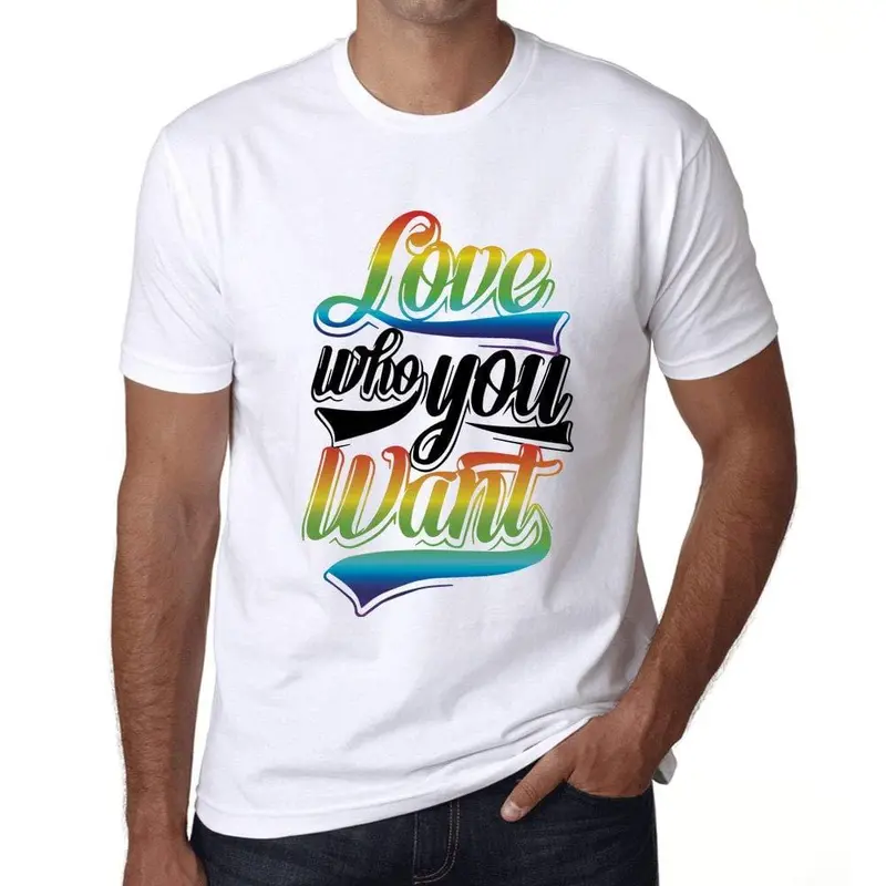 Ultrabasic Homme T-Shirt Graphique Lgbt Love Who You Want Blanc 1