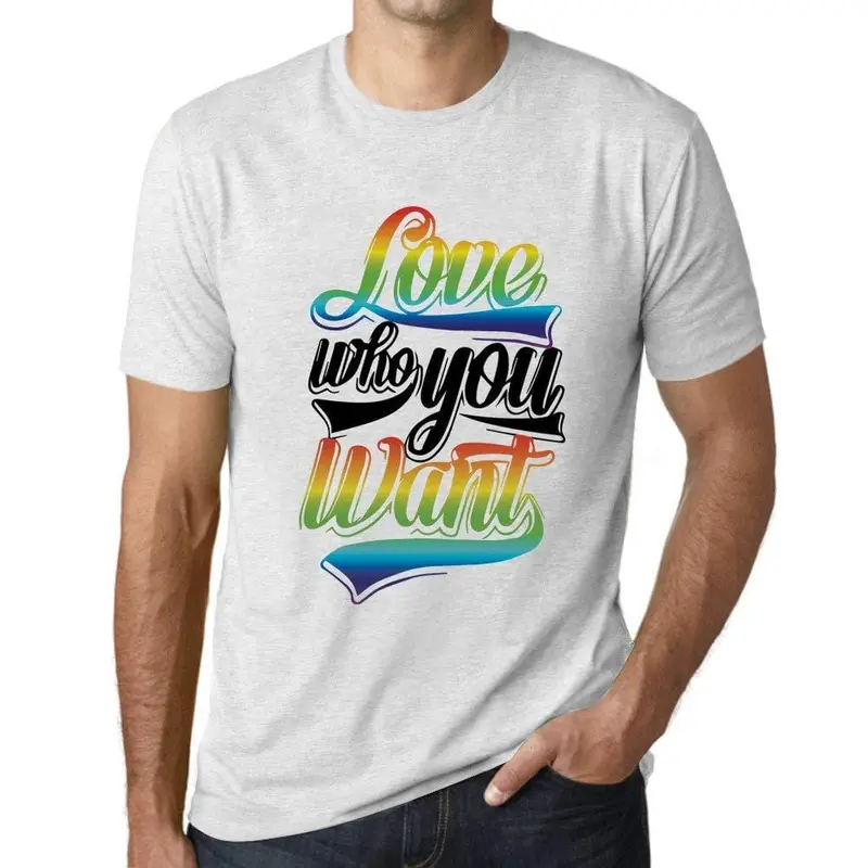 Ultrabasic Homme T-Shirt Graphique Lgbt Love Who You Want Blanc Chiné 1