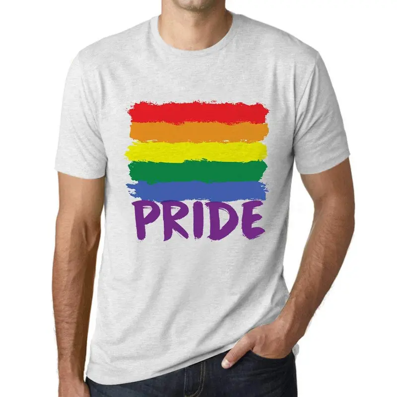 Ultrabasic Homme T-Shirt Graphique Lgbt Pride Blanc Chiné 1