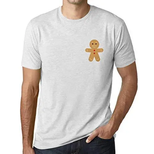Ultrabasic - Homme T-Shirt Graphique Little Biscuit Imprimé Lettres Noël Cadeau Blanc Chiné 1