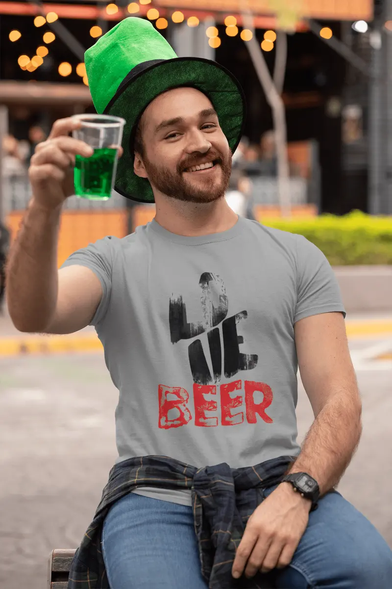 Ultrabasic - Homme T-Shirt Graphique Love Beer Gris Chiné 1