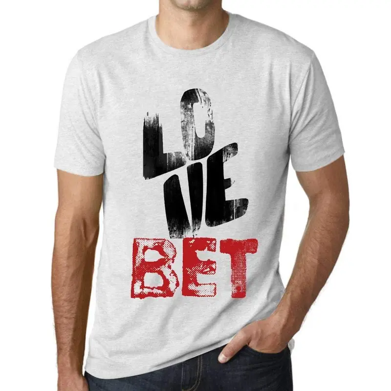 Ultrabasic - Homme T-Shirt Graphique Love Bet Blanc Chiné 1