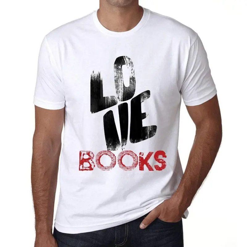 Ultrabasic - Homme T-Shirt Graphique Love Books Blanc 1