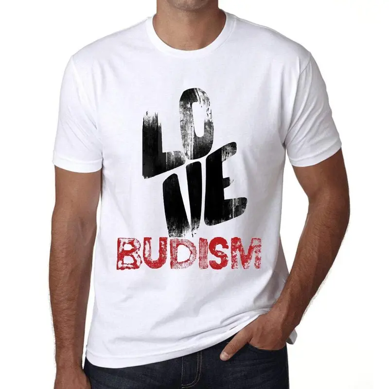 Ultrabasic - Homme T-Shirt Graphique Love Budism Blanc 1