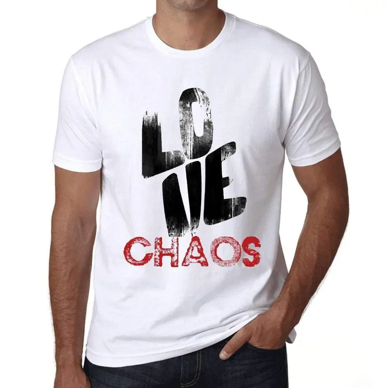 Ultrabasic - Homme T-Shirt Graphique Love Chaos Blanc 1