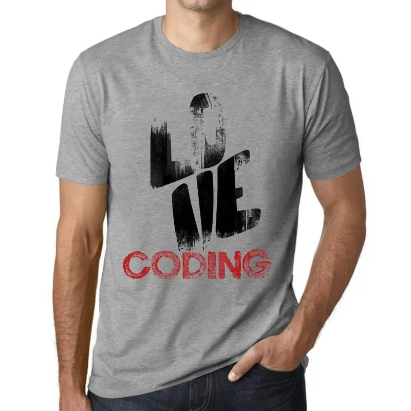 Ultrabasic - Homme T-Shirt Graphique Love Coding Gris Chiné 1