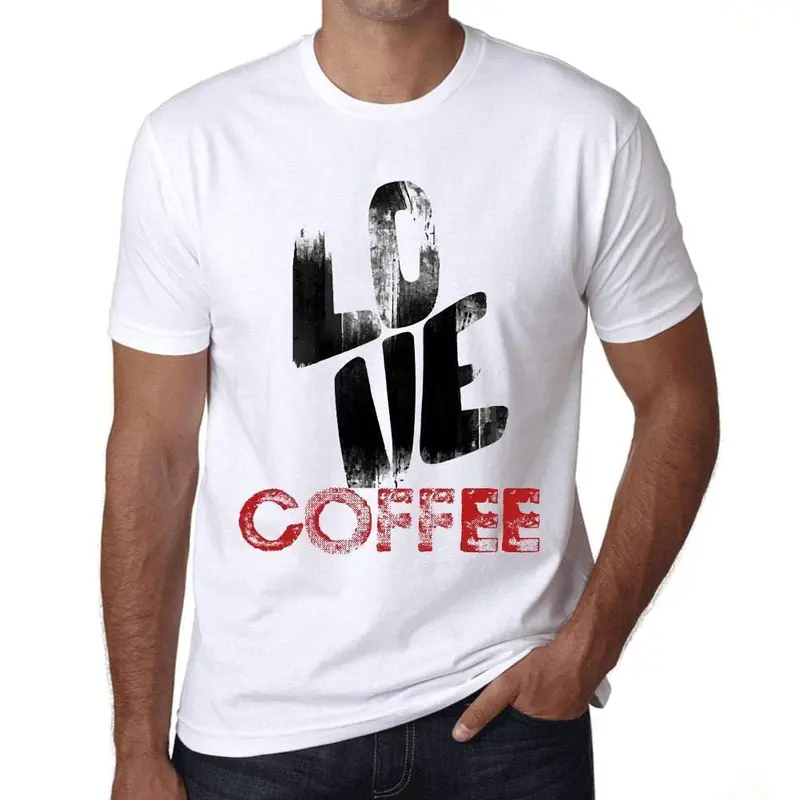 Ultrabasic - Homme T-Shirt Graphique Love Coffee Blanc 1