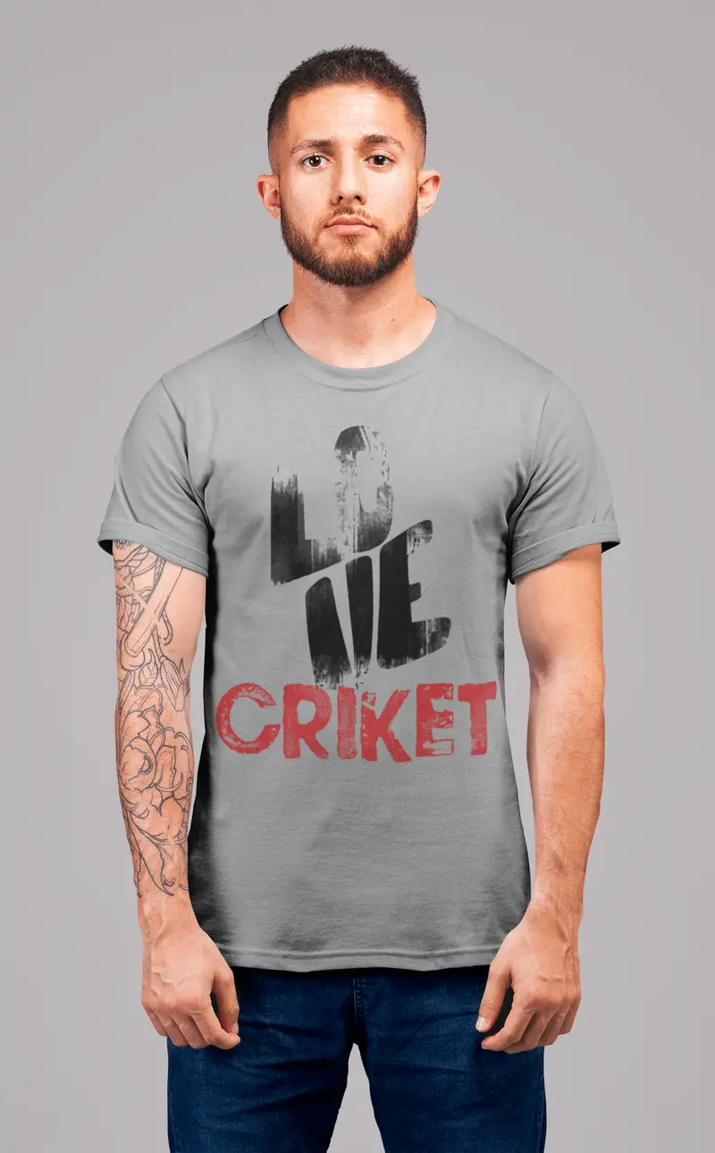 Ultrabasic - Homme T-Shirt Graphique Love Criket Gris Chiné 1