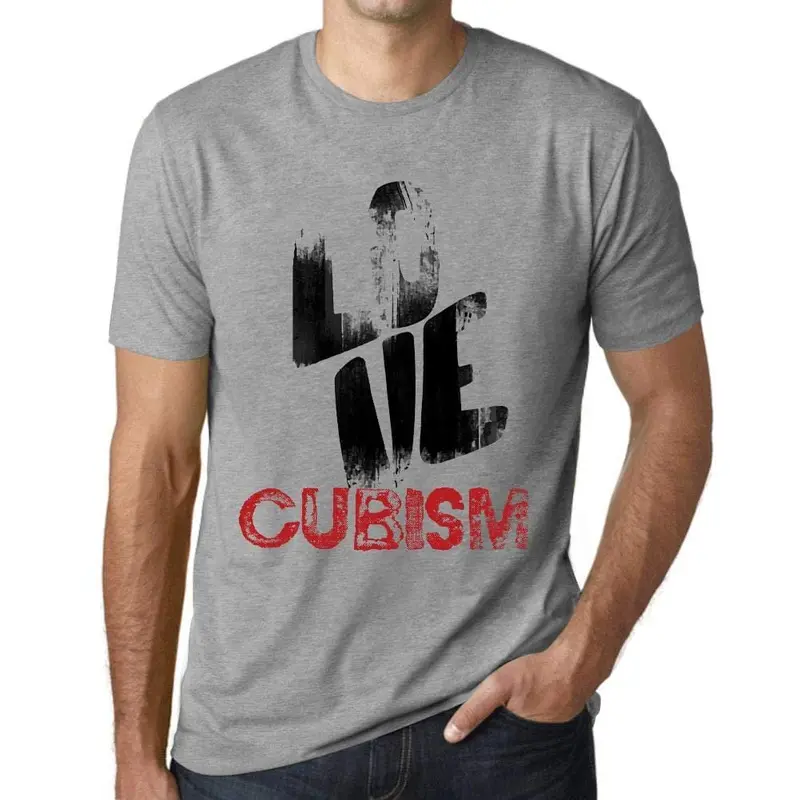 Ultrabasic - Homme T-Shirt Graphique Love Cubism Gris Chiné 1